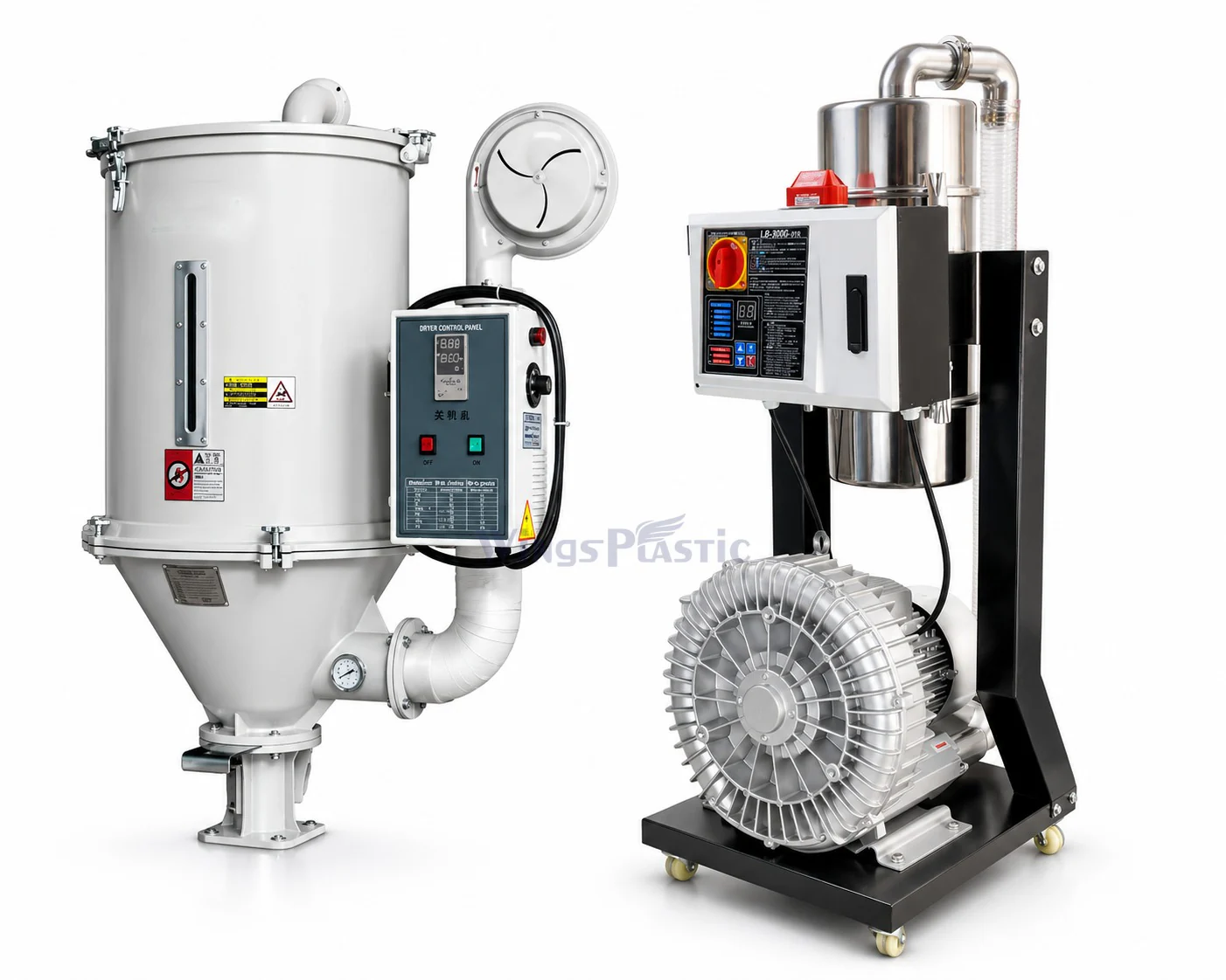 Vacuum loader and drying hopper for PVC fiber reinforced hose production
