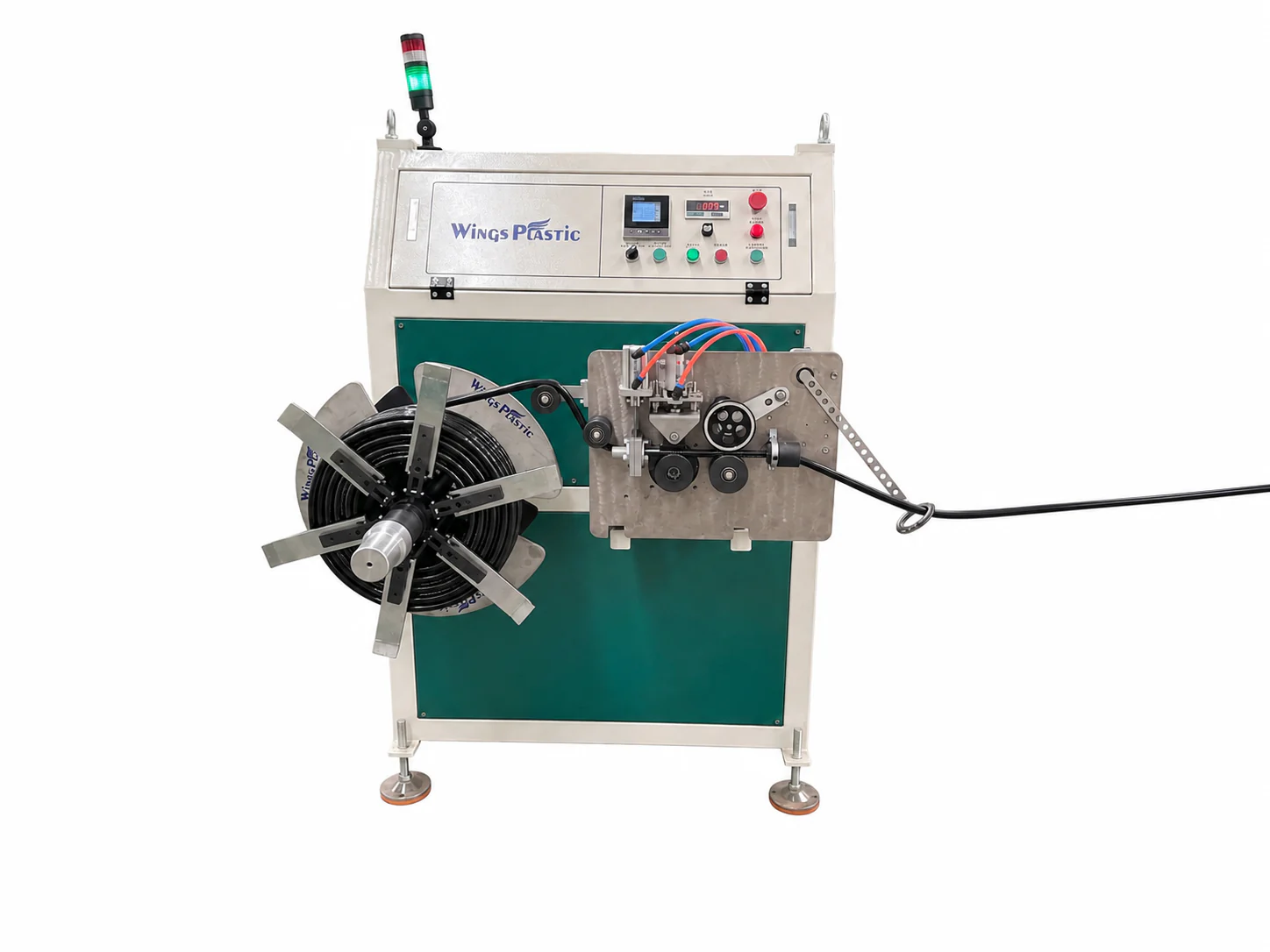 PA nylon pipe winder with metering cutter