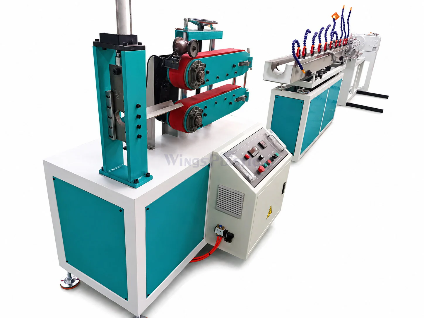 Haul-off and cutting machine for transparent PVC hose