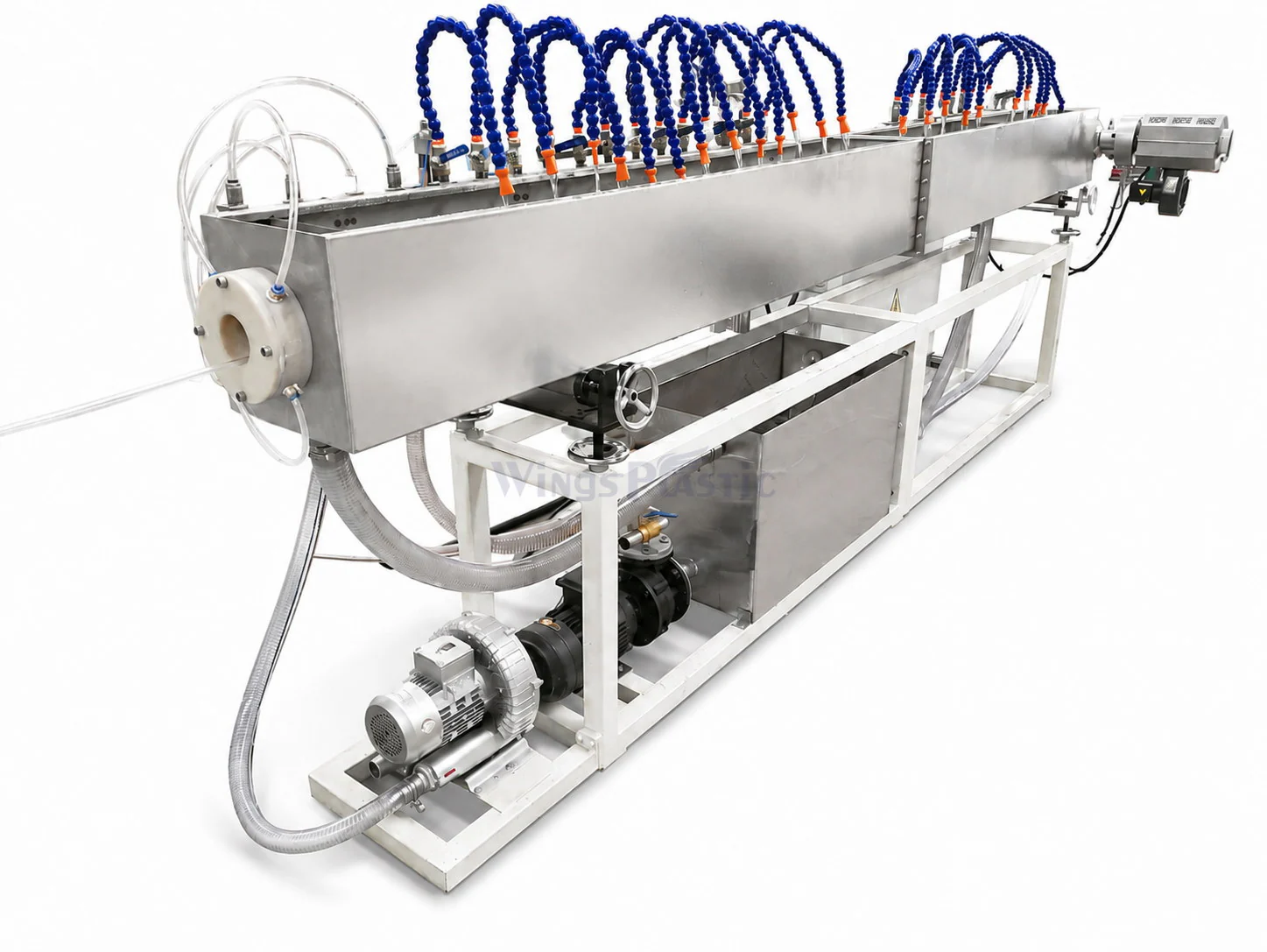 Cooling tank for transparent PVC hose