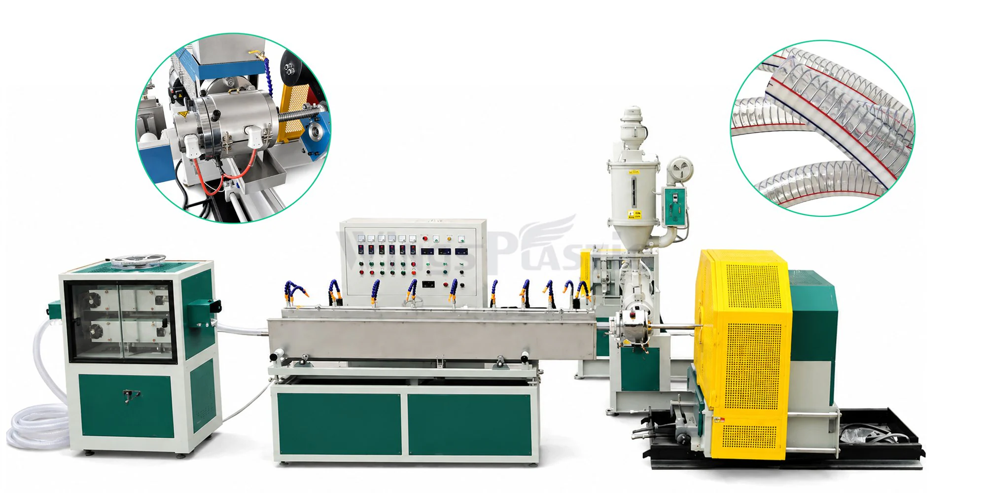 PVC steel wire reinforced suction hose extrusion line